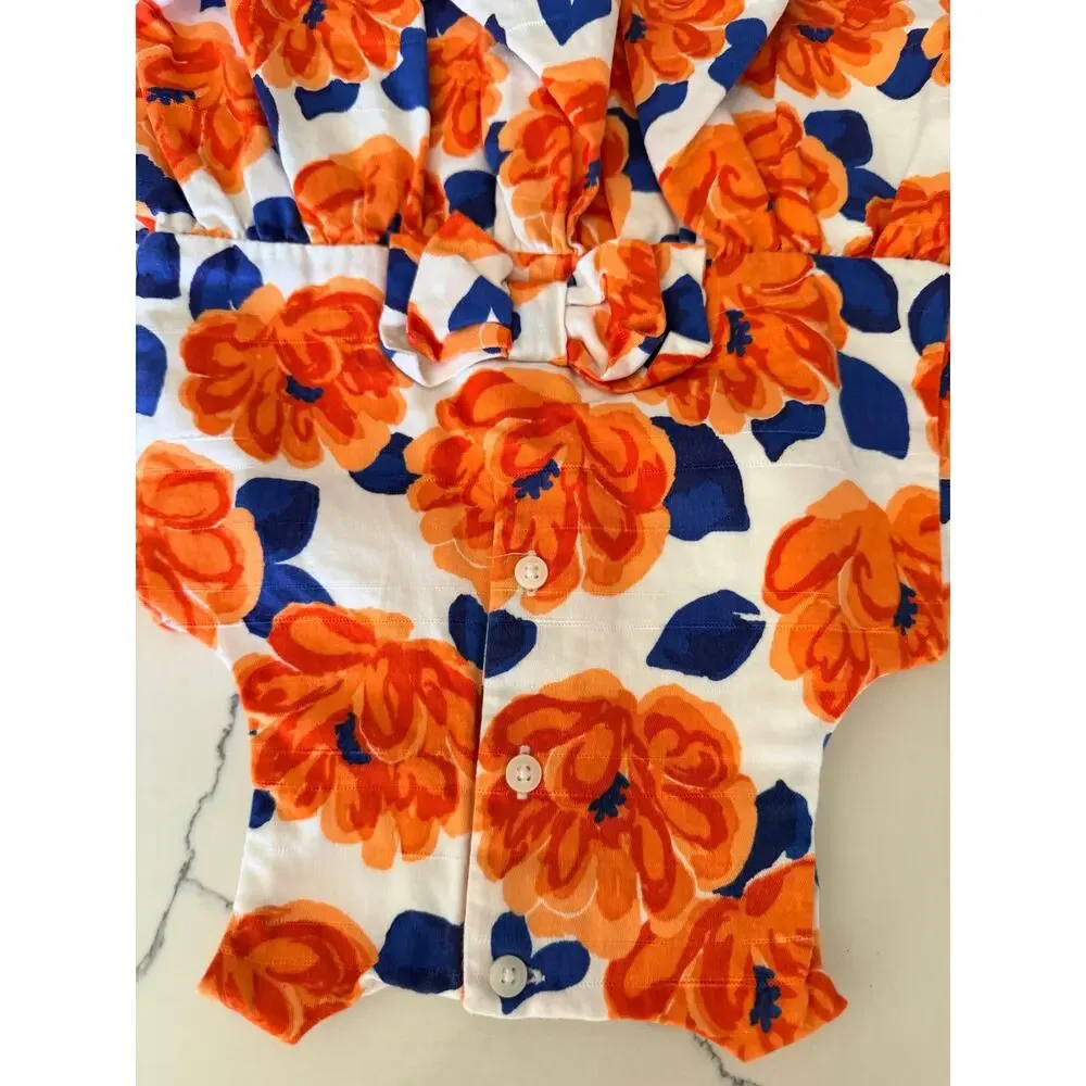 Janie and Jack Girls Floral Slub Cotton Dress 6-12 Months
